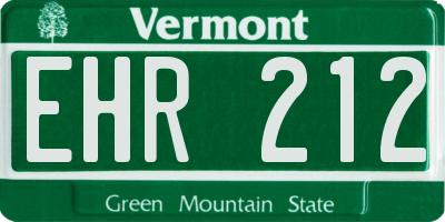 VT license plate EHR212