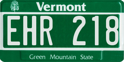 VT license plate EHR218