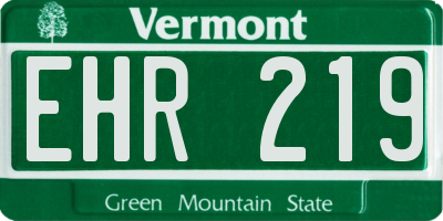 VT license plate EHR219