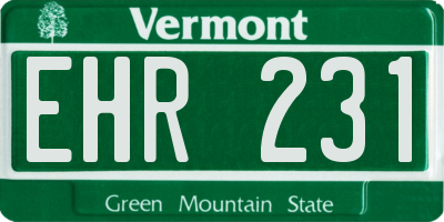 VT license plate EHR231