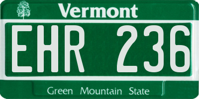 VT license plate EHR236