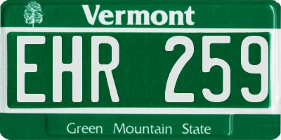 VT license plate EHR259