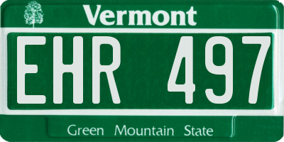VT license plate EHR497