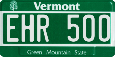 VT license plate EHR500