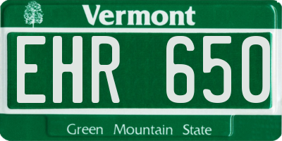 VT license plate EHR650