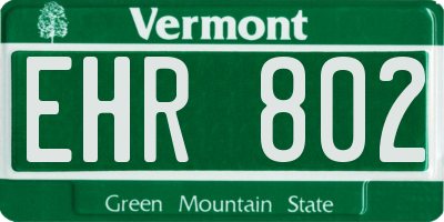 VT license plate EHR802