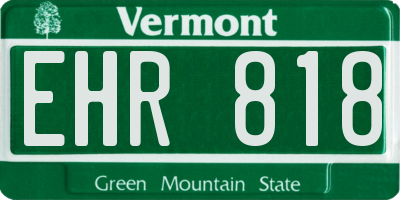 VT license plate EHR818
