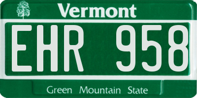 VT license plate EHR958