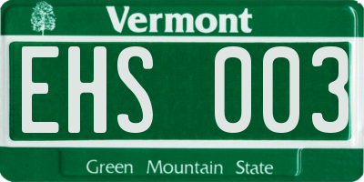 VT license plate EHS003