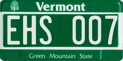 VT license plate EHS007
