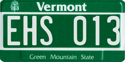VT license plate EHS013