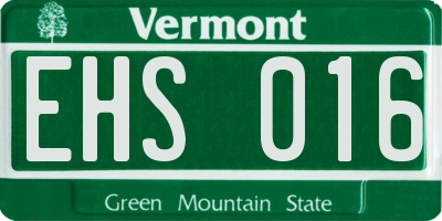 VT license plate EHS016
