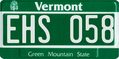 VT license plate EHS058