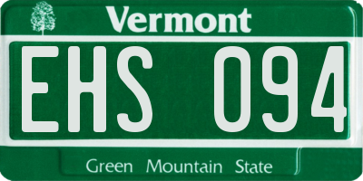 VT license plate EHS094