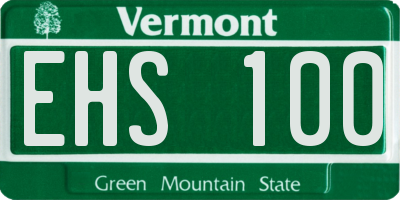 VT license plate EHS100