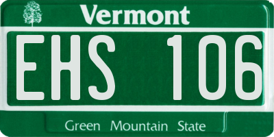VT license plate EHS106
