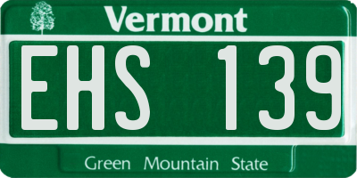 VT license plate EHS139