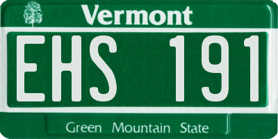 VT license plate EHS191