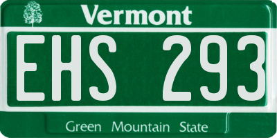 VT license plate EHS293