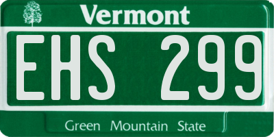 VT license plate EHS299