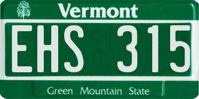VT license plate EHS315