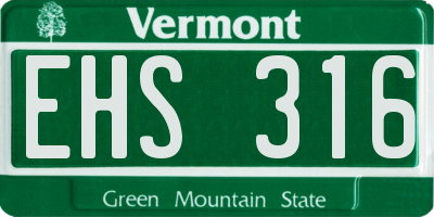 VT license plate EHS316