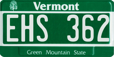 VT license plate EHS362