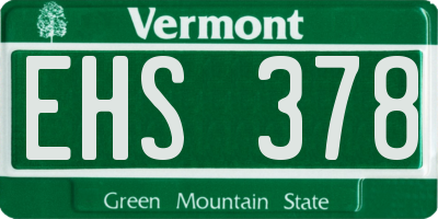 VT license plate EHS378