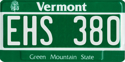 VT license plate EHS380