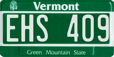 VT license plate EHS409