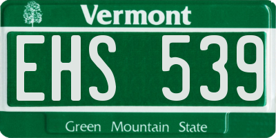 VT license plate EHS539