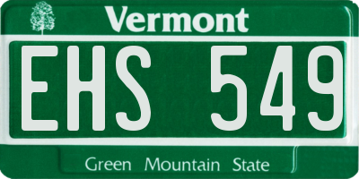VT license plate EHS549