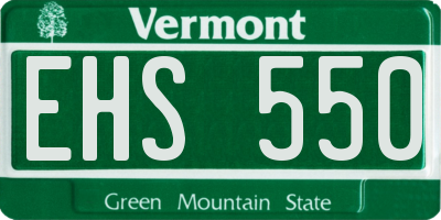 VT license plate EHS550