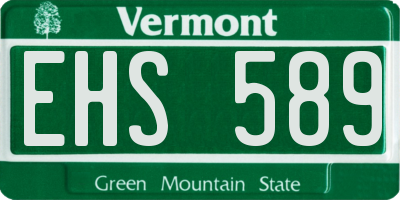 VT license plate EHS589