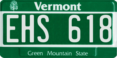VT license plate EHS618
