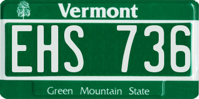 VT license plate EHS736
