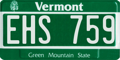VT license plate EHS759