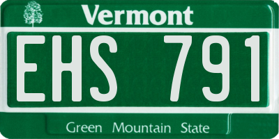 VT license plate EHS791