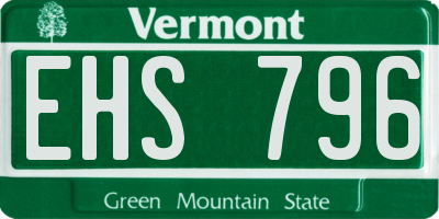 VT license plate EHS796