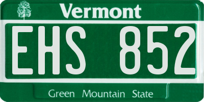 VT license plate EHS852