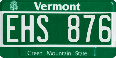 VT license plate EHS876