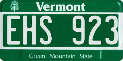 VT license plate EHS923
