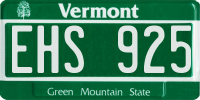 VT license plate EHS925