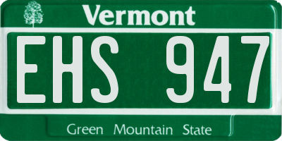 VT license plate EHS947