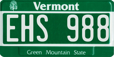 VT license plate EHS988