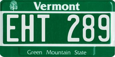 VT license plate EHT289