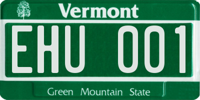 VT license plate EHU001