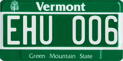 VT license plate EHU006