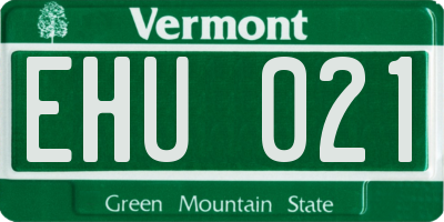 VT license plate EHU021