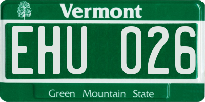 VT license plate EHU026